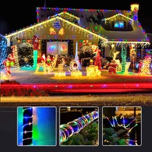 

Christmas Decorations 2022 Street Garland Festoon Led Tube Rope Light Outdoor Waterproof IP66 For Garden Yard US/EU Plug 20m