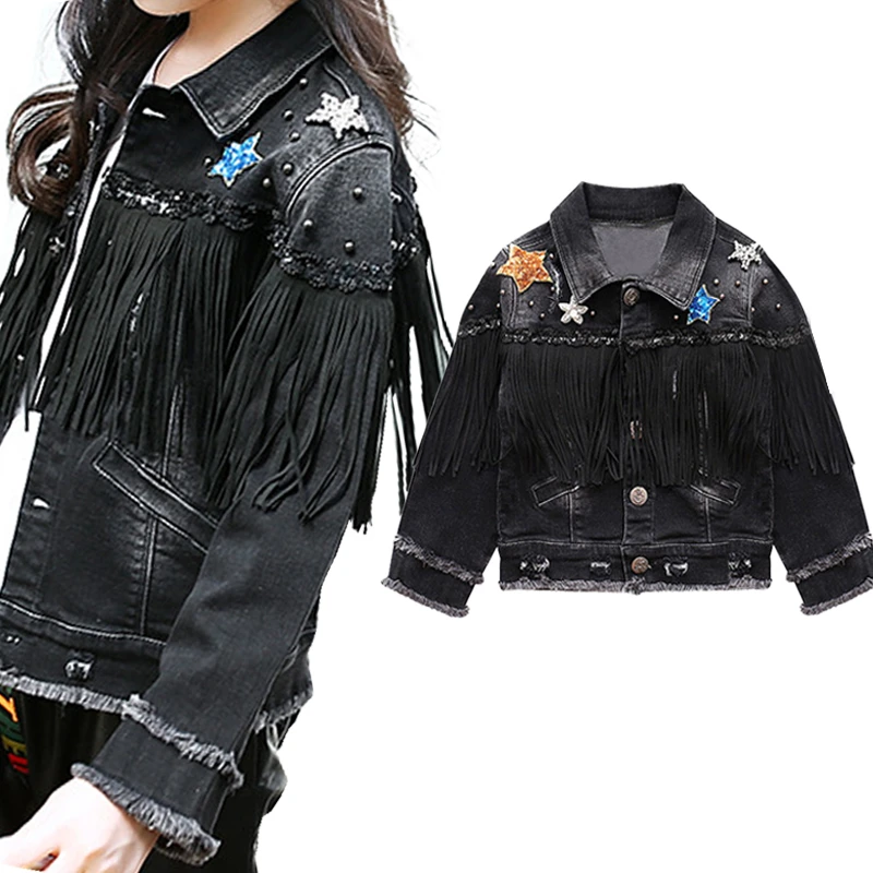 black tassel denim jacket