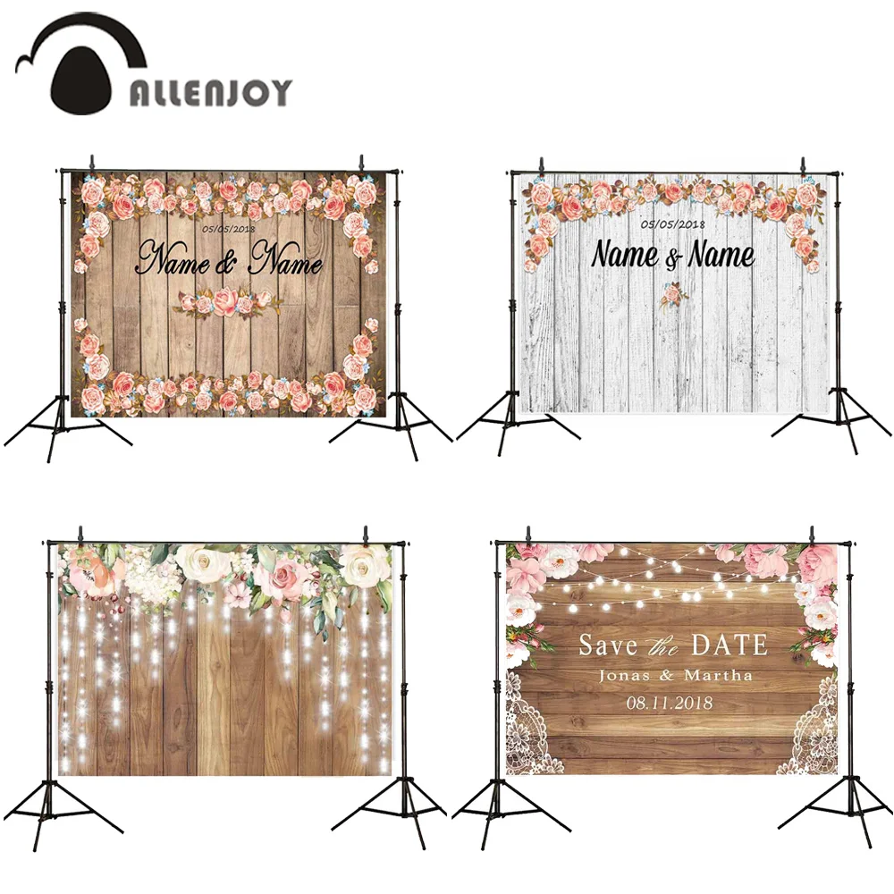 

Allenjoy Valentine's Day Backdrop Wooden Floors Flowers Bead Curtain Background Wedding 14 February Photozone Party Banner Decor
