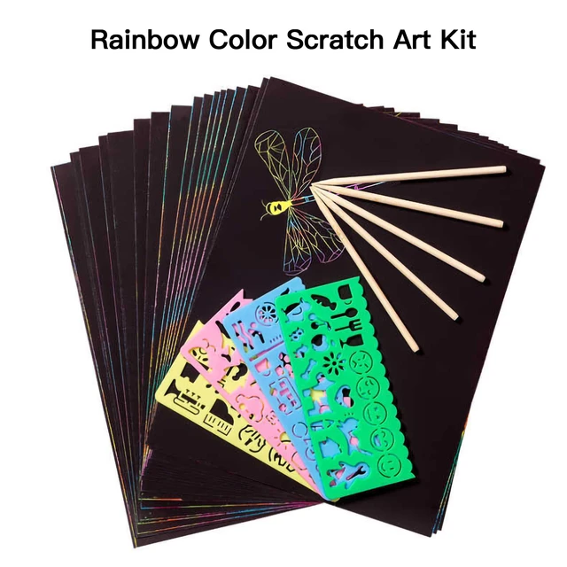 Scratch Paper Art Set, 200 Sheets, Rainbow Magic Scratch Art