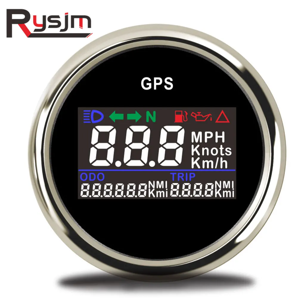 52mm Digital GPS Speedometer + sensor LCD Speed Gauge Odometer Adjustable Mileage Trip Counter For Auto Motorcycle Boat 12V 24V