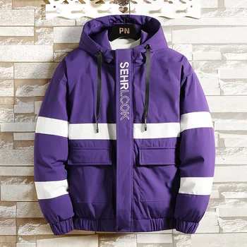 

Men's Winter Parkas Jackets Men's Casual Loose Large Size Jacket And Coats Letter Print Thicken Warm Cotton Parkas Jackets 4XL
