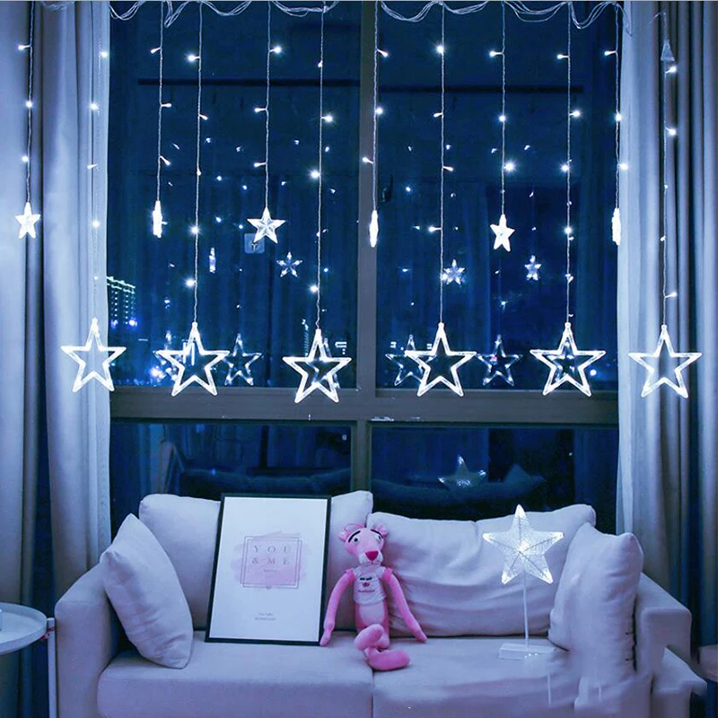 Holiday 168 Leds String Lights Fairy Star Curtain String 100-240V Garland Lights For Home Wedding Party Holiday Decoration