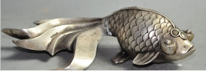 828+++++ 8&quotlucky china fengshui silver white copper animal Fish Goldfish statue Sculpture | Дом и сад