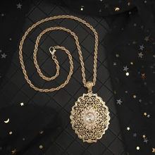 Марокканский Стиль, Золотая Длинная подвеска, овальные Стразы, ожерелье для женщин, Caftan, подвеска с шармом, Bijoux, национальные Свадебные ювелирные изделия