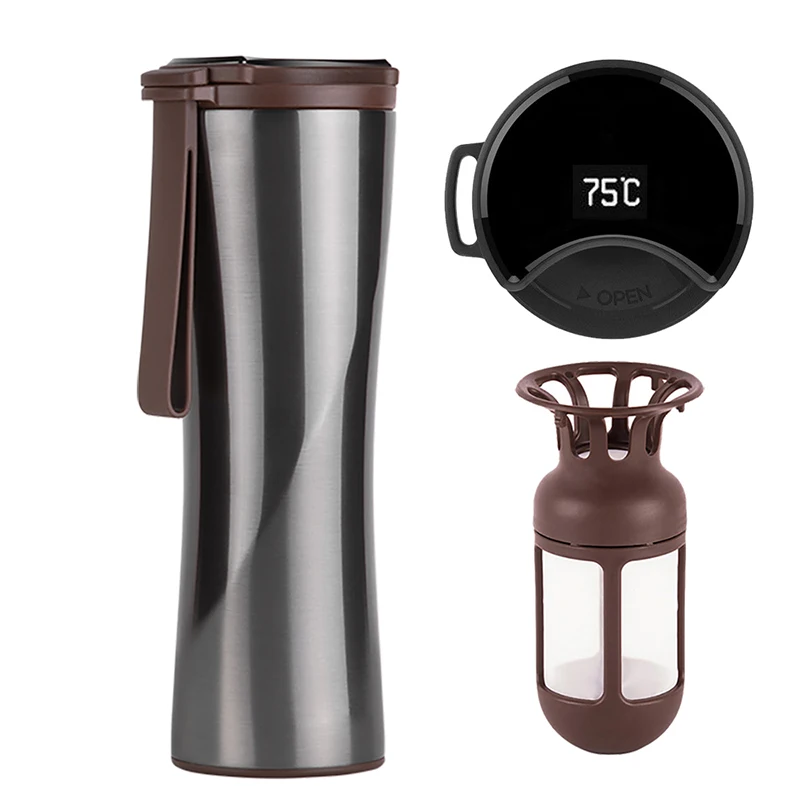 Mug Cup Tumbler Vacuum-Bottle Moka Touch-Screen Coffee Travel Stainless-Steel KISSKISSFISH