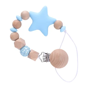 

1pc Baby Pacifier Chain Infant Soother Pacifier Chain Baby Teether Ring Anti-drop Beech Pacifier Strap Clip (Blue)