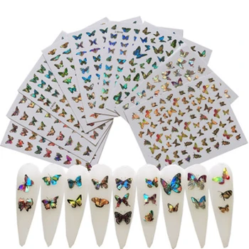 

1 Sheet Simulation Butterfly Nail Sticker Thin Laser Butterfly Stickers Decal 3D DIY Manicure Decoration With Adhesive