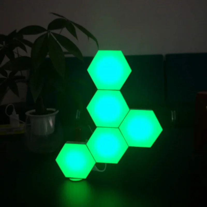 US $56.79 Quantum Light Touch RGB Night Lights Phone Bluetooth app control LED Hexagon Light Creative Home Decor Colorful Night lamp