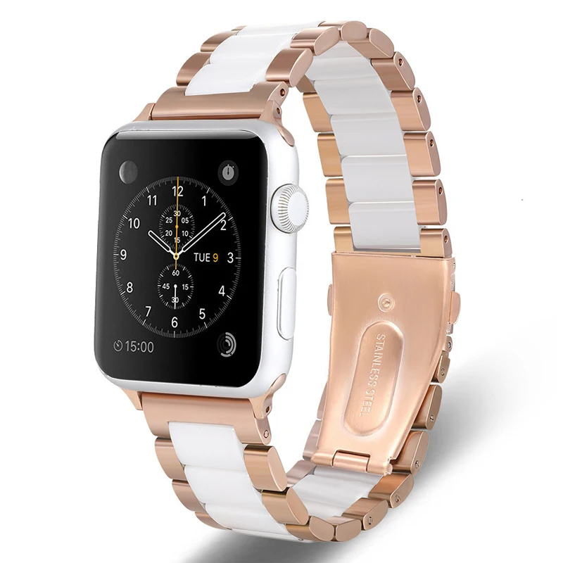 Нержавеющая сталь Керамика ремешок для apple watch 4 5 Группа 44 мм 40 мм, 42 мм, 38 мм, версия наручных часов iwatch, 5/4/3/2/1 apple watch в едином положении во время занятий легкой атлетикой, браслет