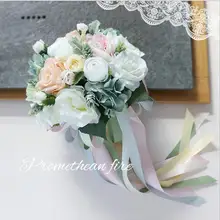 Свадебный букет поставки дома Цветочные украшения Свадебный букет Роза для подружки невесты Искусственные Шелковые цветы SPH68