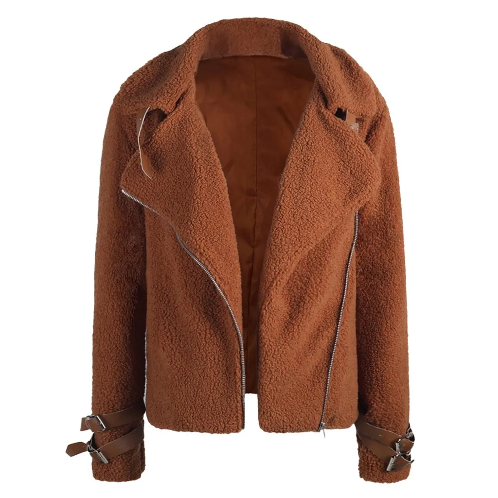 Jaycosin Fashion Women Casual Fleece Winter Warm Jacket Coat Stylish Long Sleeve Comfortable Soft Short Overcoat Outercoat 26#4