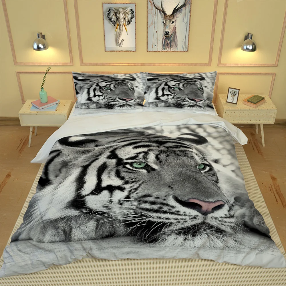 Новый комплект для кровати с принтом Тигр 3d постельного белья набор