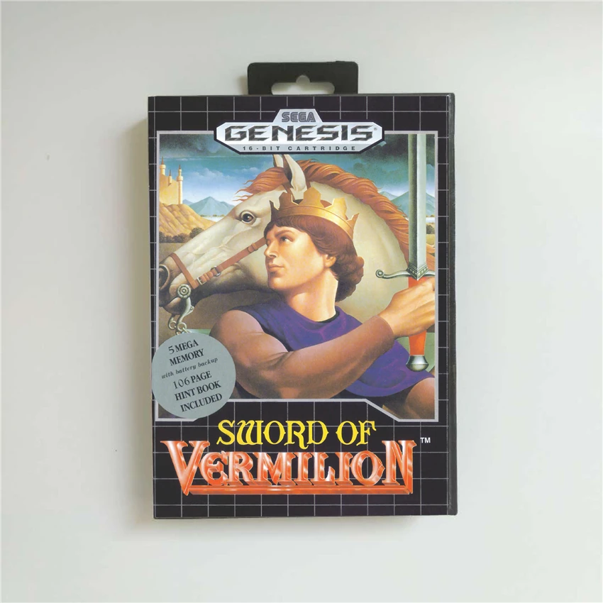 

Sword of Vermillion - USA Cover With Retail Box 16 Bit MD Game Card for Sega Megadrive Genesis Video Game Console