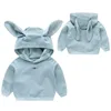 Sweat-shirt pour bébés, vêtements d'extérieur pour bébés filles et garçons, avec oreilles de lapin, rose, sweat à capuche enfants ► Photo 2/6