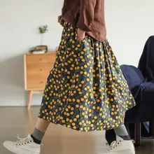 Юбка в стиле мори Осенняя хлопковая юбка женский эластичный пояс свободная плиссированная в горошек тонкая юбка Женская Повседневная Faldas Mujer Moda