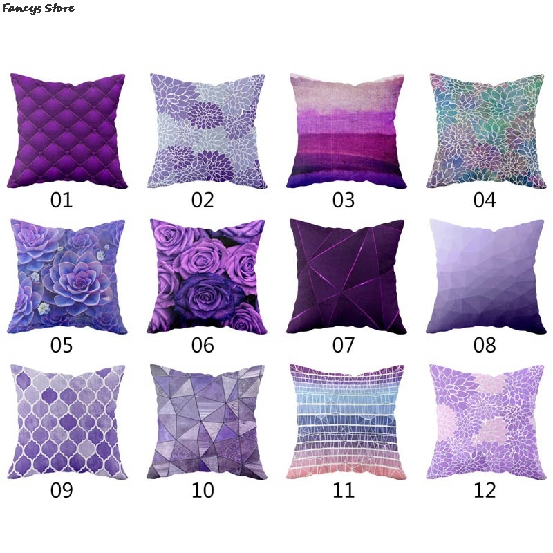 45*45 Simple Purple Single-sided Printing Pillowcase Sofa Car Decoration Family Pillow Cover Top Luxury Polyester Soft Ornament bee cushion