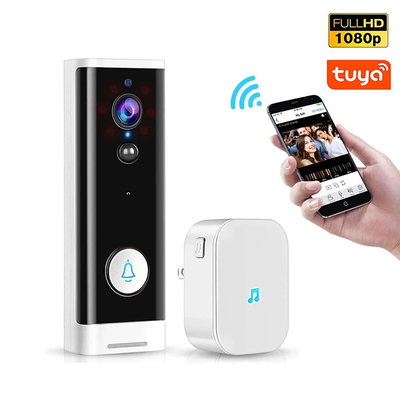 QZT-timbre inteligente Tuya para el hogar, cámara de vídeo con WIFI, 1080P, intercomunicador inalámbrico, timbre de puerta, cámara de seguridad