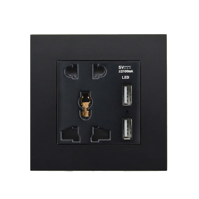 Atlectric универсальная розетка двойной USB порт зарядное устройство с розеткой адаптер ПК пластиковая панель универсальная Сетевая розетка вилка 13A розетка - Тип: USB With Socket