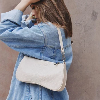 

Vintage Alligator Baguette Shape Bag 2020 New Luxury Design Handbag Ladies Leather Shoulder Bag Womens Messenger Crossbody Bags