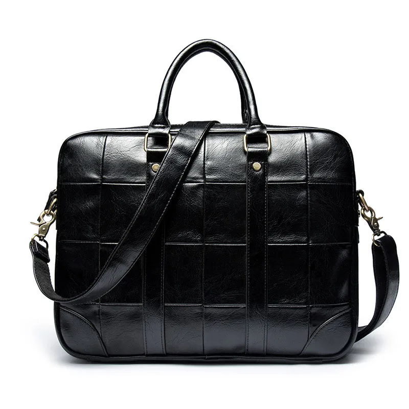 

Grid Business Handbag Retro Men's Handbag Men Casual Men's Bag Trend of Fashion Computer Briefcase