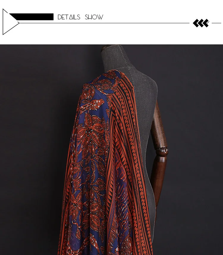 High-end custom Totem of Africa Digital Printed 100%Silk Fabric For Summer Dress,Width 138cm Chiffon Clothing Cloth DIY Sewing