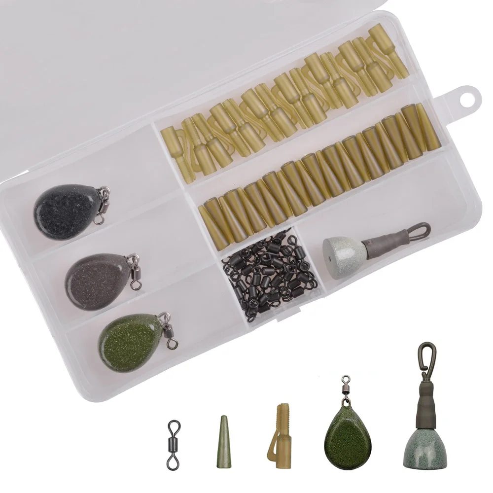 

Рыболовные снасти для ловли карпа, 94 шт./кор., с вертлюжками, плоские грузила, груши, грузила, грузила, свинцовые зажимы и резиновые трубки для хвоста