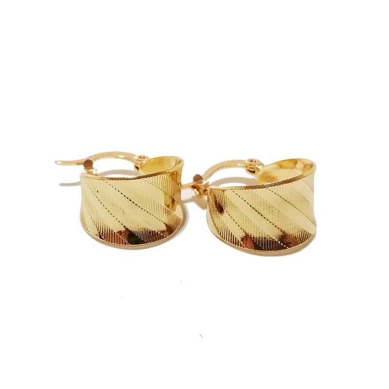SRCOI Classic Popular Wide Small Hoop Earrings High Polish Copper Plating Twill Round Circle Earrings For Women Girl Party