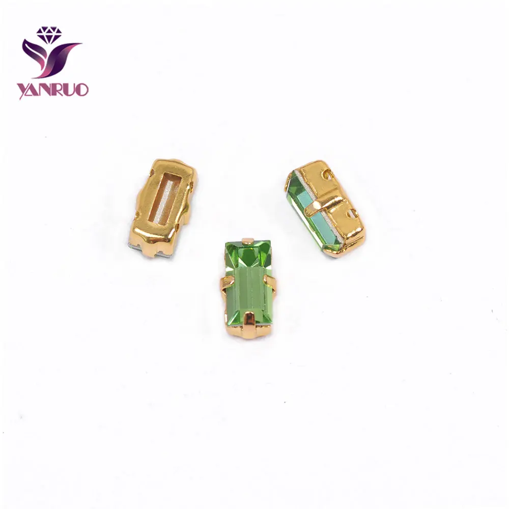 YANRUO, 4501, багет, кристаллы, ручная работа, сшитые камни, заостренный задник, стразы, рукоделие, стекло, шитье, украшения, бриллианты, рукоделие - Цвет: Peridot