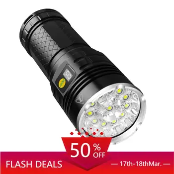 

2020Newest! 12 LED Super Bright LED Flashlight, Rechargeable Type-C 4 Modes Torch With Power Display Function And 4pcs Built-in