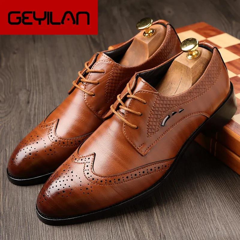 

Leather Men's shoes Oxford shoes for men Lace up Formal Dress Social shoes Sturdy sole Comfortable Casual shoes men