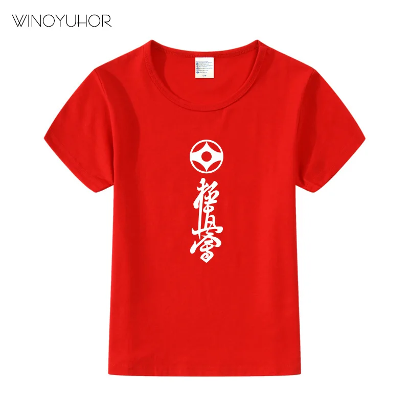 Детские модные футболки с символом кандзи Kyokushin Karate детские летние футболки топы для мальчиков и девочек повседневная одежда с короткими рукавами для малышей - Цвет: Red