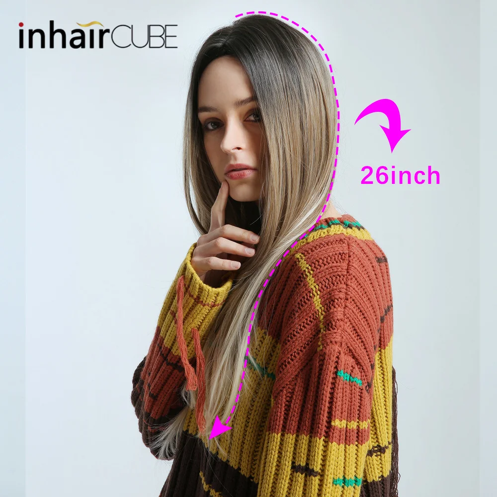 ESIN Женский синтетический парик брюнетка Шелковистые темные волосы высокого