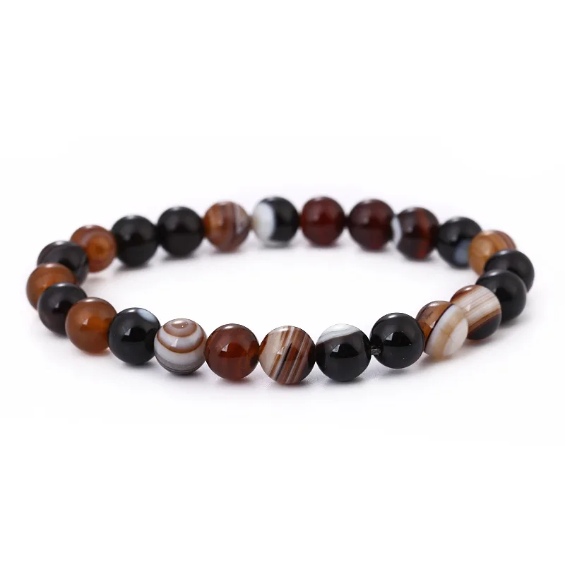 

Real Natural Colorful Agates Stone Beads Bracelet Smooth Matte Lapis Lazuli Fluorite Quartz Crystal Beads Bracelet Men Jewelry