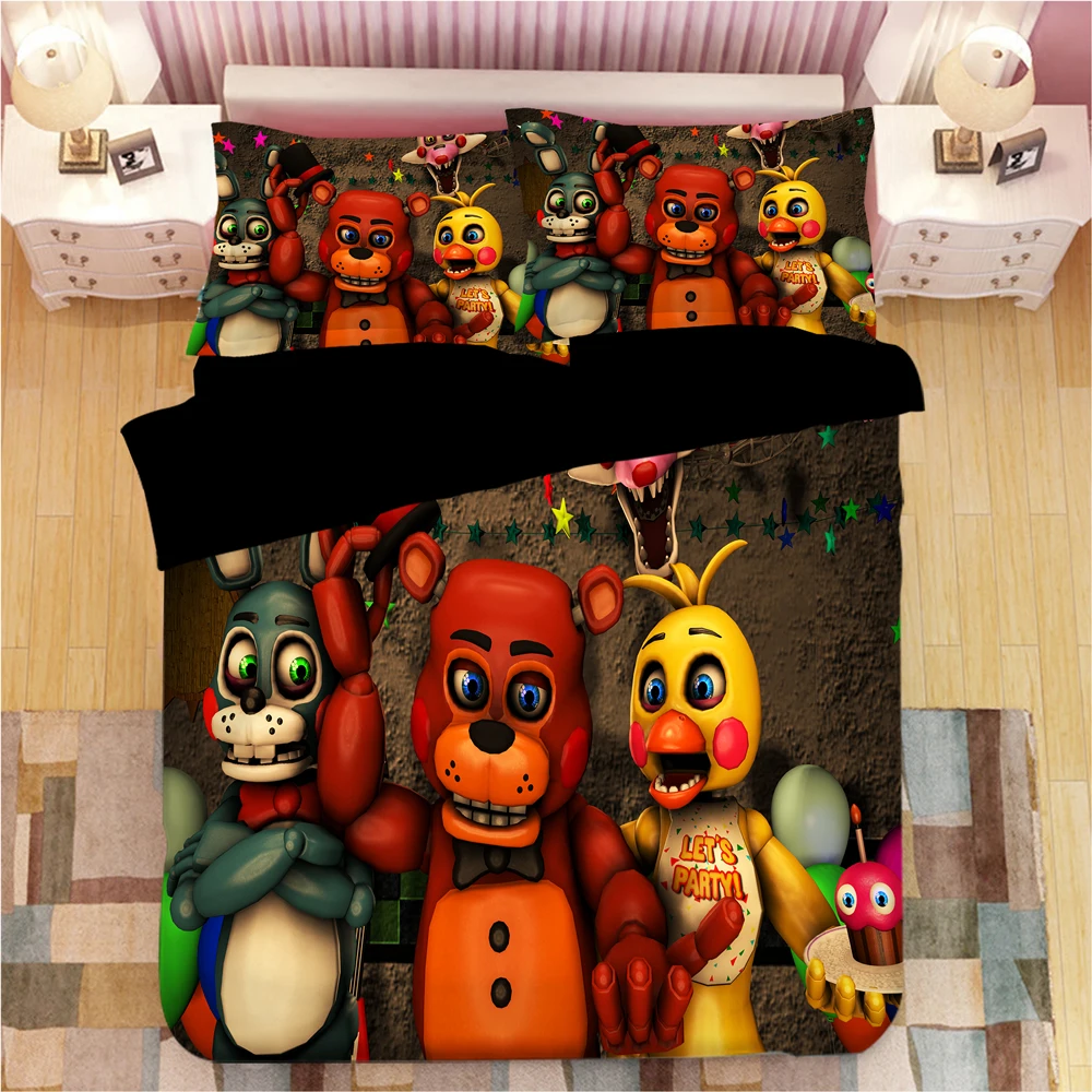 Комплект постельного белья Five Nights at Freddy's с 3D рисунком, пододеяльники, наволочки, игрушечный медведь, одеяло, постельные принадлежности, постельное белье