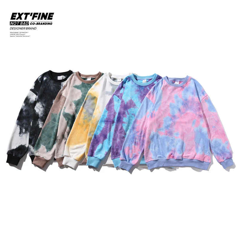 Толстовка ExtFine мужская с принтом тай-дай Свитшот в стиле оверсайз уличная одежда