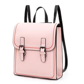 

BESTFORM 2019 Vintage Women Backpack High Quality Pure Color Leather backpack for school teenagers girls bag
