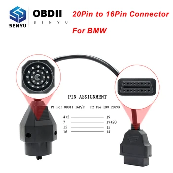 

For BMW Scanner 20 Pin Connector OBD to OBD2 16Pin For ICOM NEXT INPA K DCAN OBD 2 OBD2 Car Diagnostic Auto Tool Extension Cable