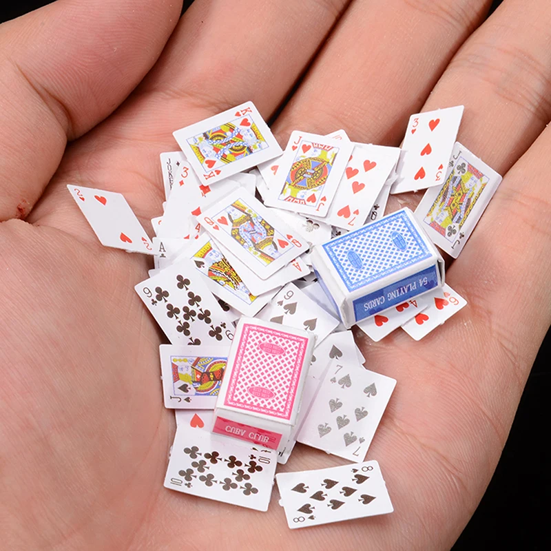 1 Set 1:12 Cute Miniature Dollhouse Cute Mini Poker Playing Cards Style Random Mini Cute Poker For Dollhouse Accessories