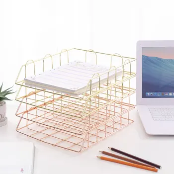 Nordic Metal Home Office Storage Basket Desk Organiser Desk Organiser Desktop A4 Paper Organization Magazine