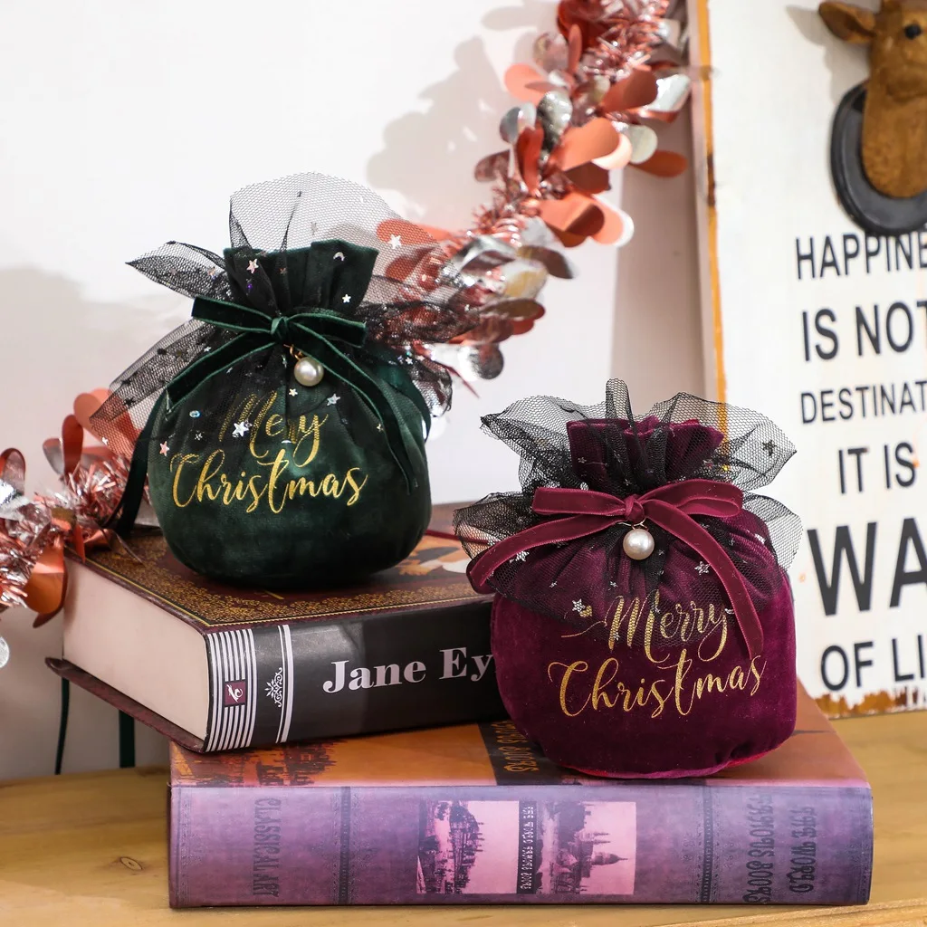 

10 шт./лот новый теплый зимний Рождественский бархатный Подарочный пакет, рождественские украшения, Детский пакет для конфет, подарочная упаковка, бесплатная доставка