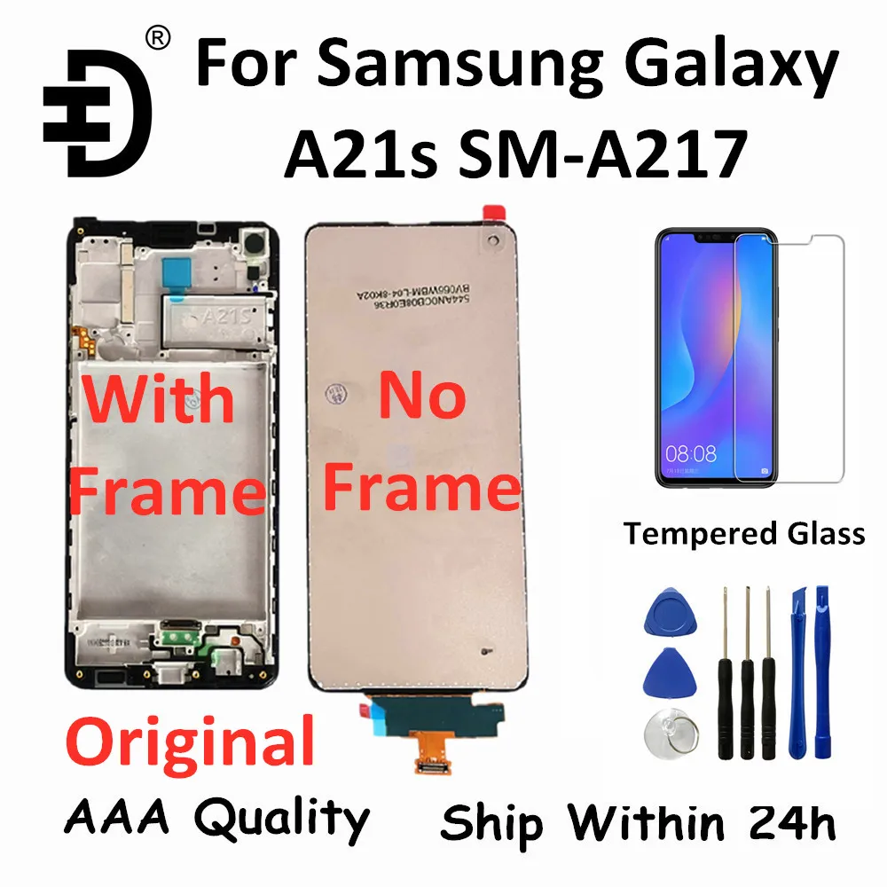 Оригинальный ЖК дисплей 6 5 дюйма с рамкой для Samsung Galaxy A21s сенсорным экраном и
