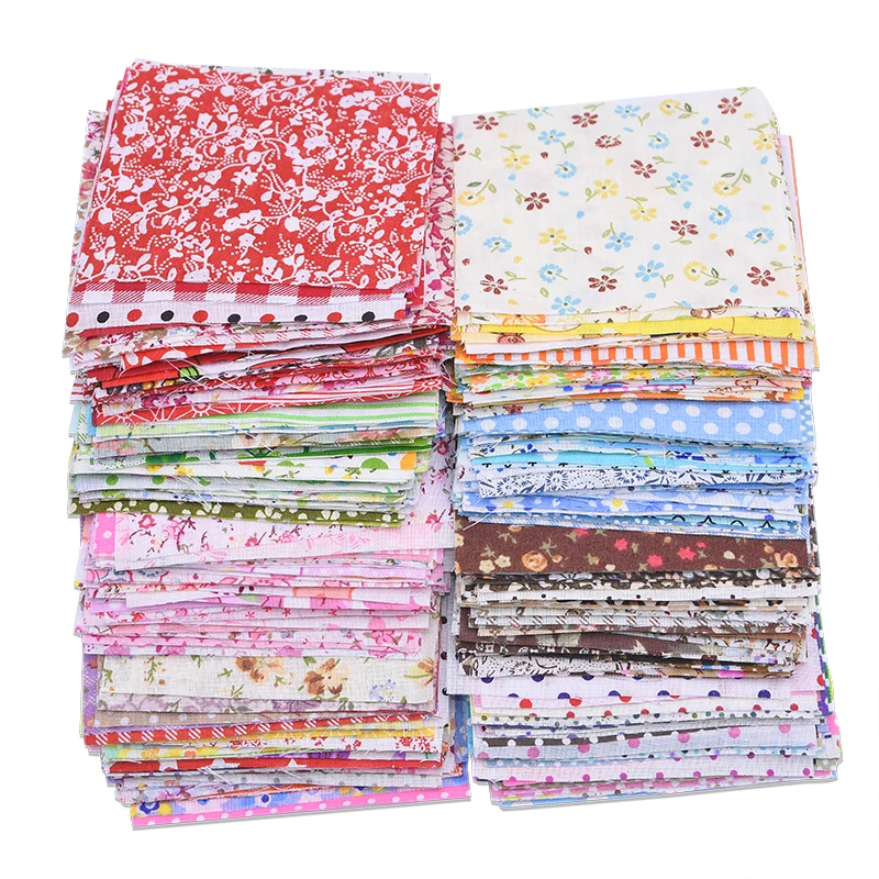 

50pcs 10cm Floral Printed Cotton Cloth Mixed Color Quilting Fabric for Patchwork Needlework DIY Handmade Accessories