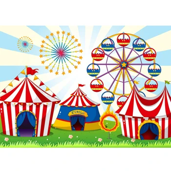

CIRCUS photography Backdrops Tent Big Top Themed Carnival Clown Birthday Party Banner Funfair Photocall Background