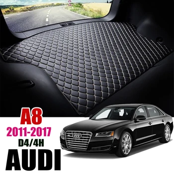 

Leather Car Trunk Mat For Audi A8 D4 4H 2011-2017 A8L S8 Trunk Boot Mat Liner Pad Cargo pad Carpet Tail Cargo Liner 2014 2015