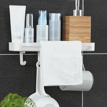 

Space Aluminum Bathroom Storage Rack Nordic Free Punch White Bathroom Shelf Bathroom Pendant Corner Shelf Toilet Wall Shelfs
