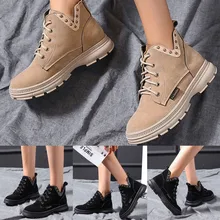 Женские кроссовки; модные зимние повседневные ботинки из флока в стиле панк со шнуровкой на платформе; прогулочная обувь; повседневная женская обувь