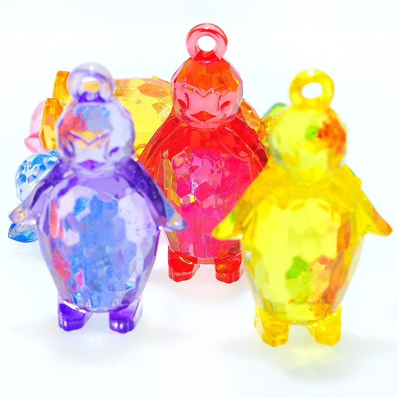 

Colorful Acrylic Necklace Pendants DIY Jewelry Findings Cute Animal Penguin Bubbblegum Garment Accessory Kids Toy 49*30mm 60pcs