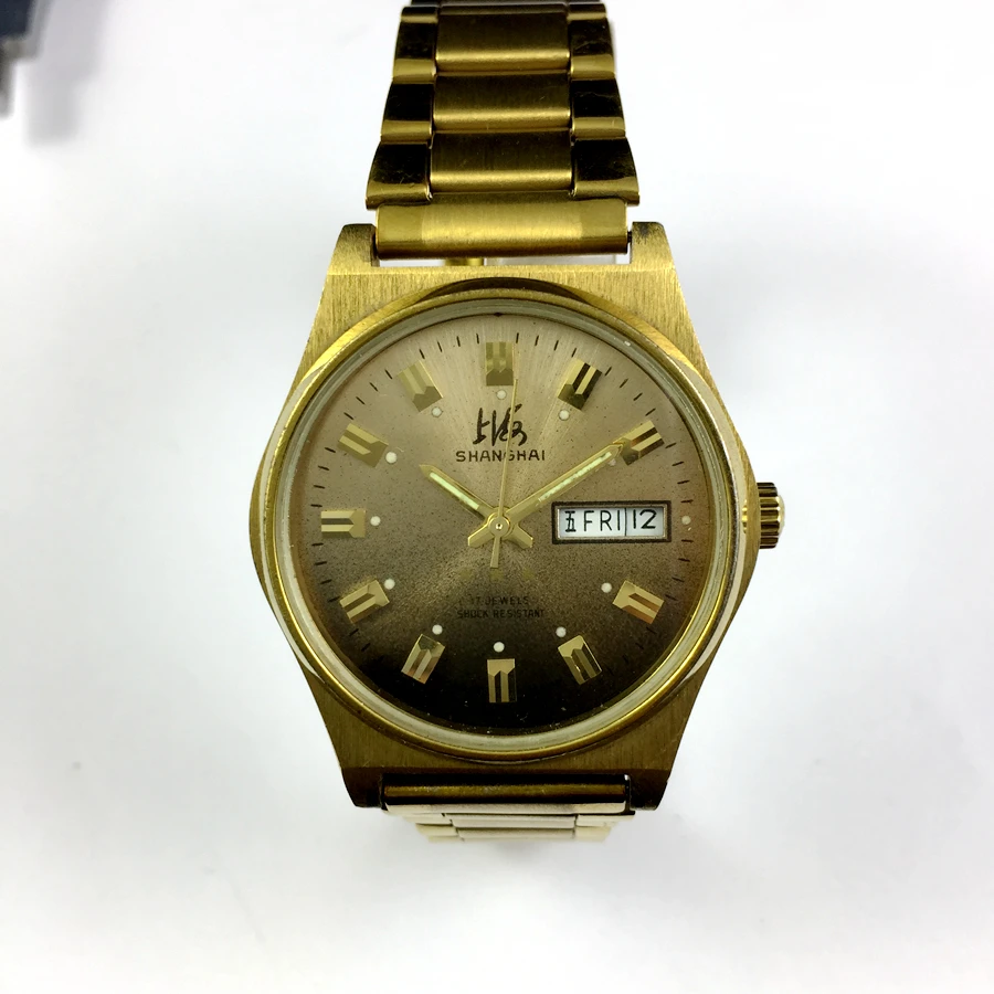 Механические часы Shanghai brand 8120 с коричневым циферблатом и двойным календарем
