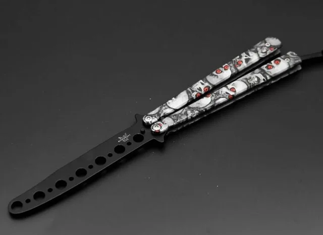 Тренировочный нож из нержавеющей стали с бабочкой Balisong Karambit, складной нож, тренировочный нож, подарок, тупое лезвие, не заточенное, на день рождения - Цвет: Серый